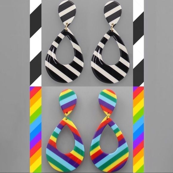 Host Pick Striped Earrings- Rainbow - Picture 2 of 2